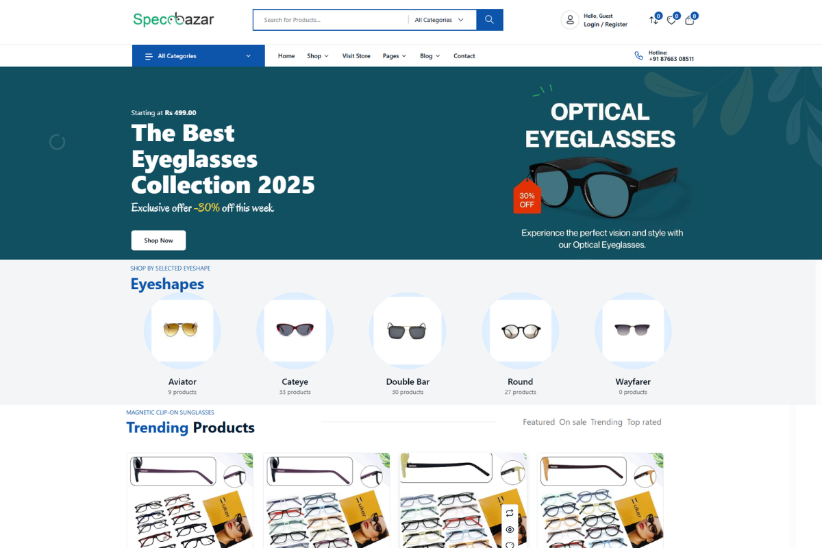 SpecsBazar website homepage screenshot